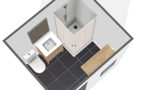 plan 3D sanitaire privatif sf -90 Sanitaire privatif